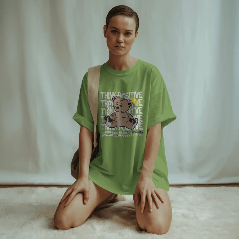Think Positive Teddy Oversized Streetwear T-Shirt
